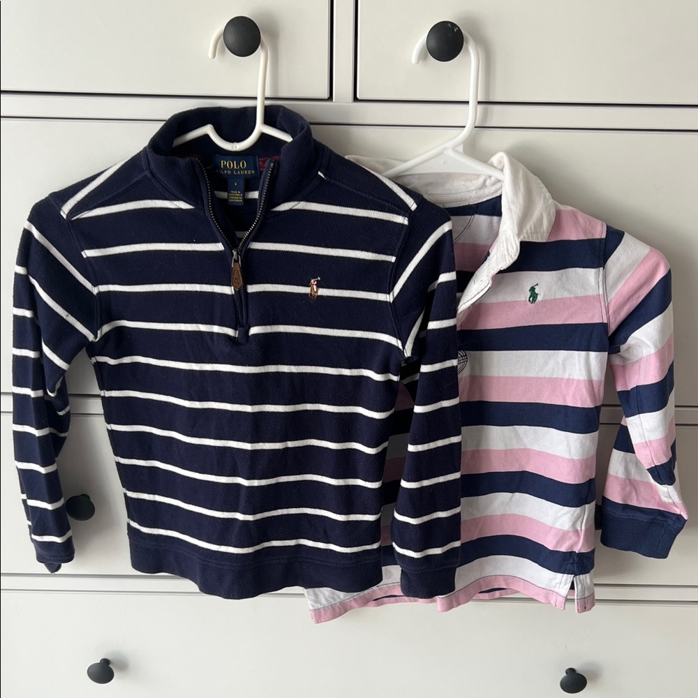 2x tops by Polo by Ralph Lauren boys age 6 Striped sweater Polo Pink Blue White